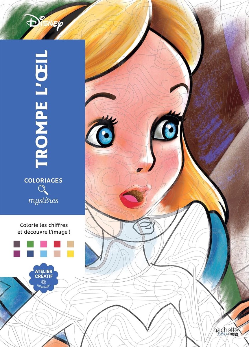 Libro da colorare Hachette Disney color by number per adulti - difficoltà facile