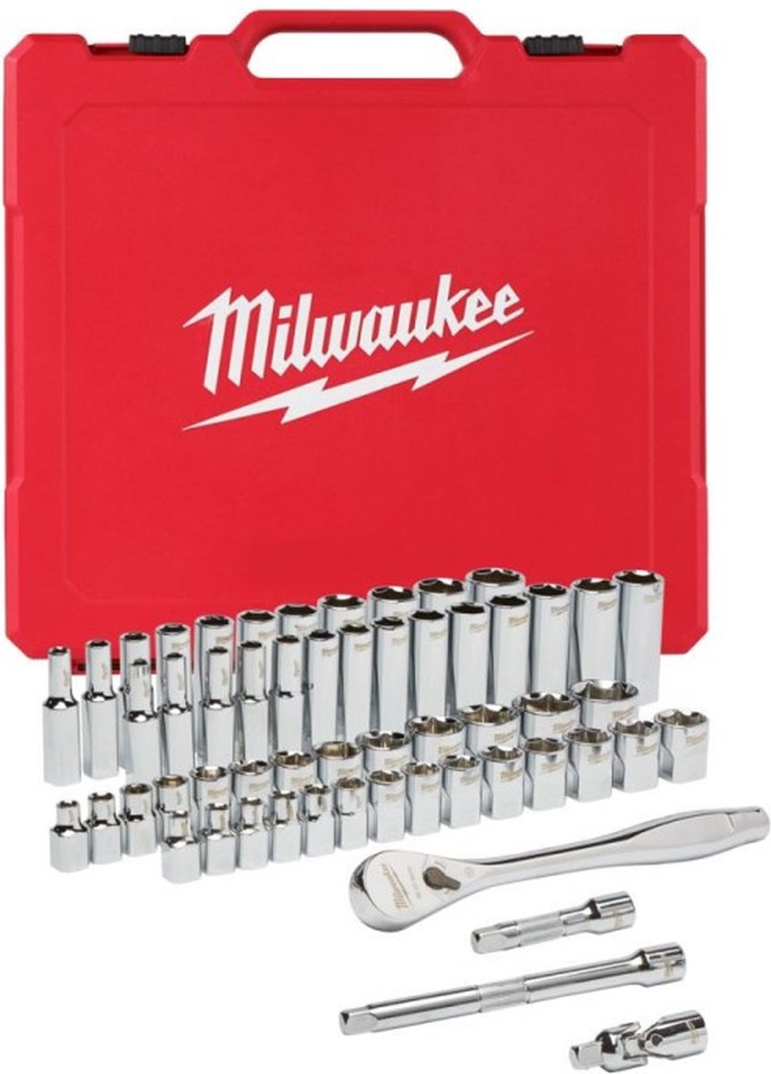 Accessori Milwaukee Set da 3 cricchetti e bussole da 8" | sistema metrico | 56 pezzi - 4932464946