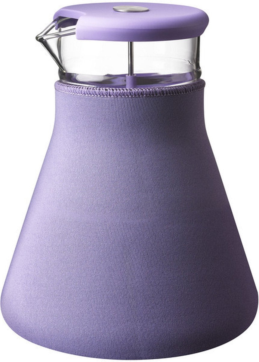 Caraffa in vetro Qdo - con custodia in neoprene - per tè sfuso - 1,2 litri - viola