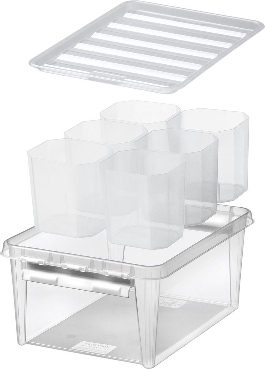 Smartstore - classic 15 opbergbox 14 liter met 6 vakverdelers - polypropyleen - transparant