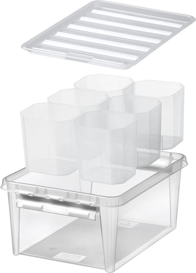Smartstore - caja de almacenamiento classic 15 de 14 litros con 6 divisores - polipropileno - transparente