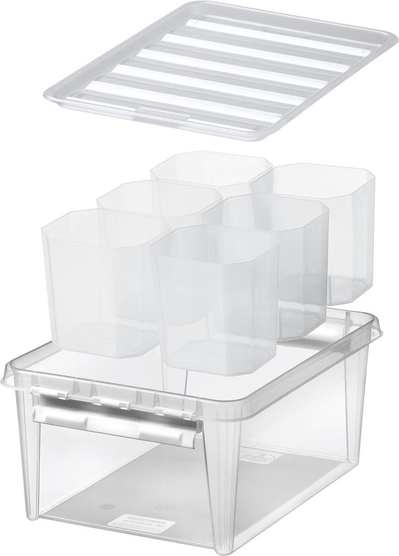 Smartstore - scatola portaoggetti classica da 15 14 litri con 6 divisori - polipropilene - trasparente