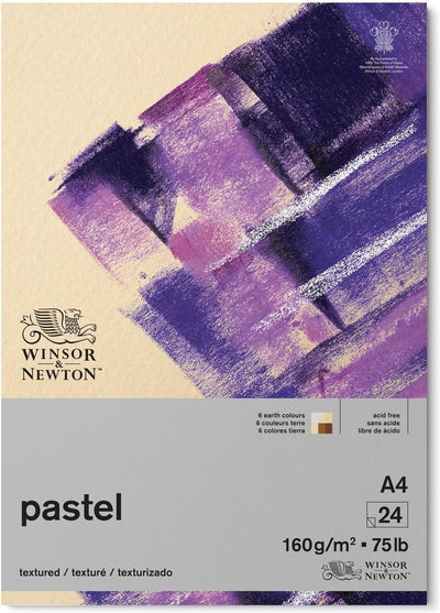 Winsor Newton 6660765 Bloc de notas pastel A4, tonos tierra, 160 g m², 24 hojas, papel pastel para lápices de colores pastel, lápiz carbón