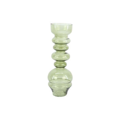 Hbx natural living jarrón cristal ø12xh33,5cm verde claro