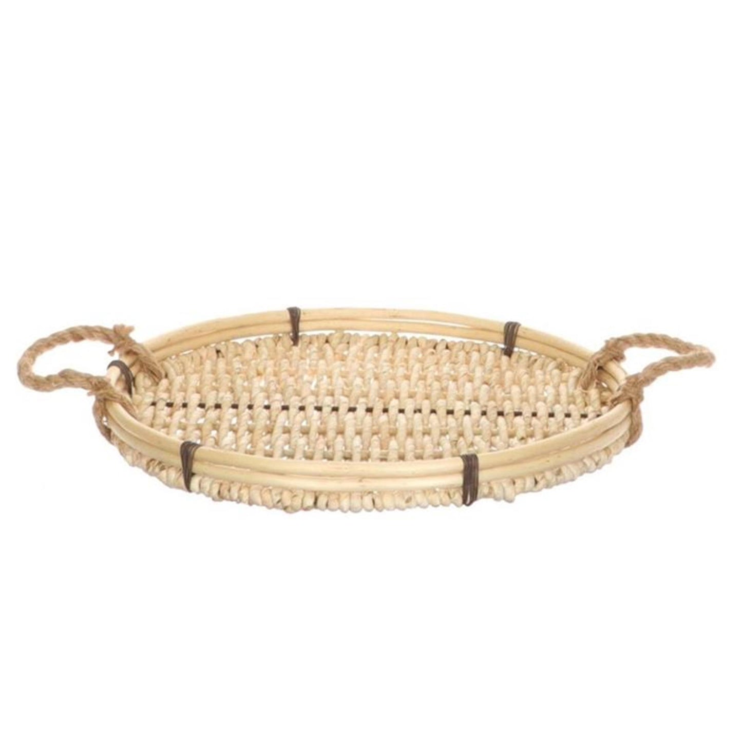 Hbx natural living dienblad met grepen ø35xh4cm