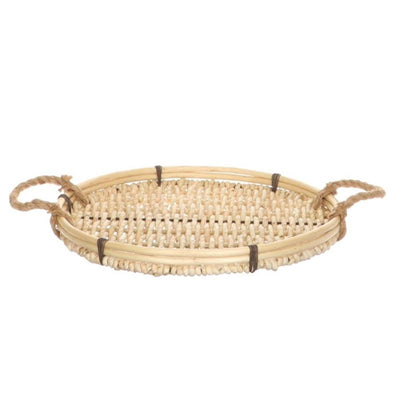Bandeja viva natural hbx con asas ø35xh4cm
