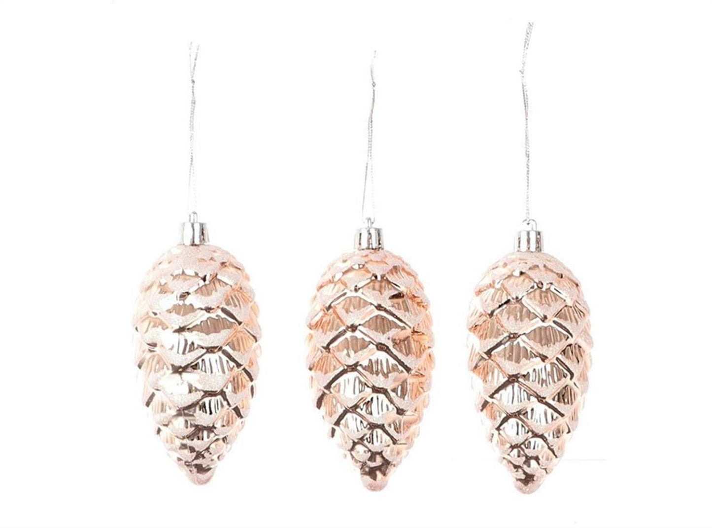Hbx natural living colgante navideño con forma de piña, juego de 3 piezas, rosa
