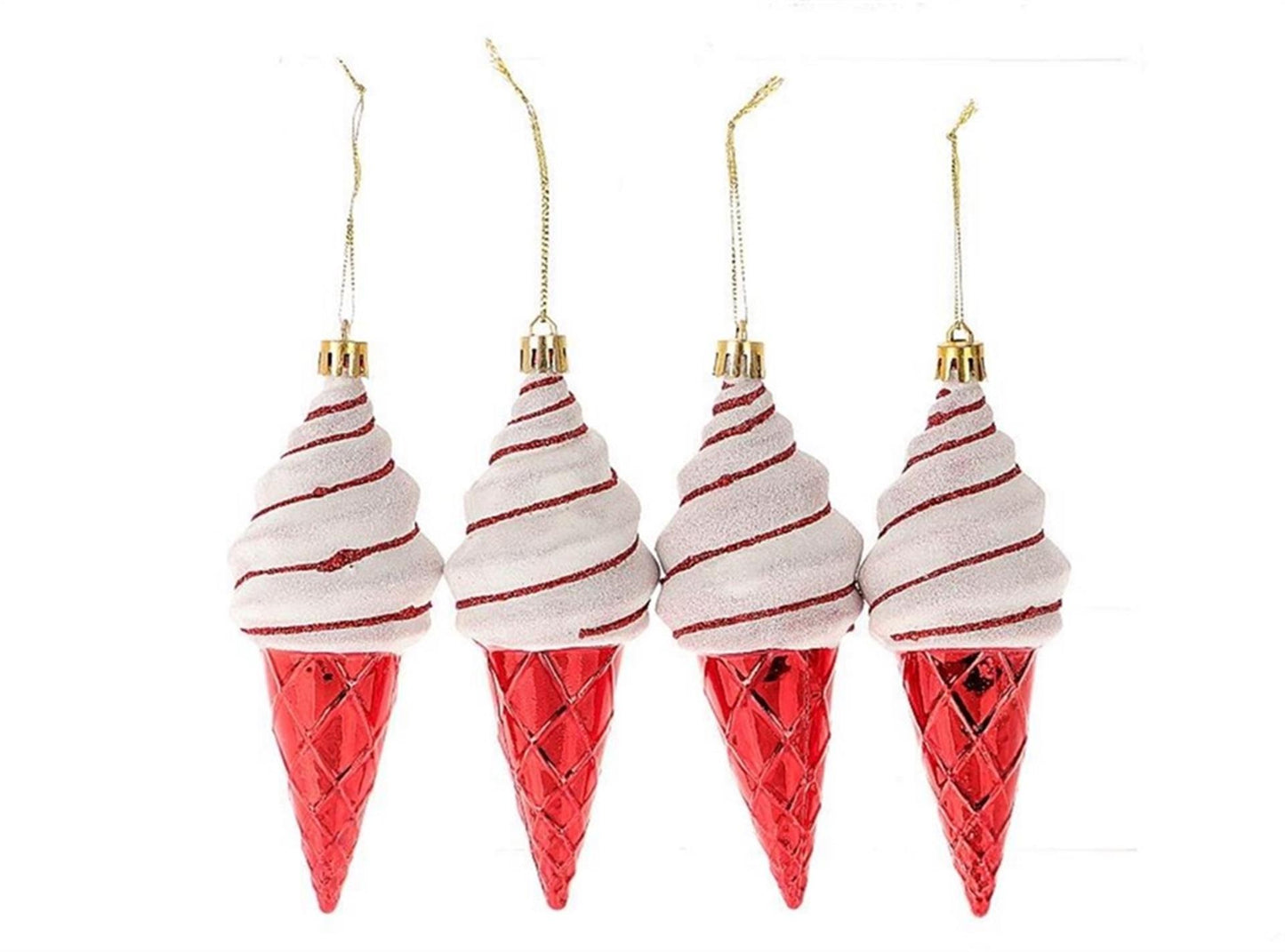 HBx natural living decoración colgante helado juego de 4 piezas rojo