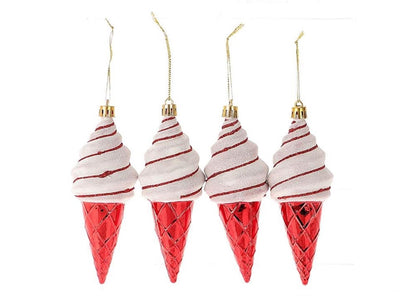 HBx natural living decoración colgante helado juego de 4 piezas rojo
