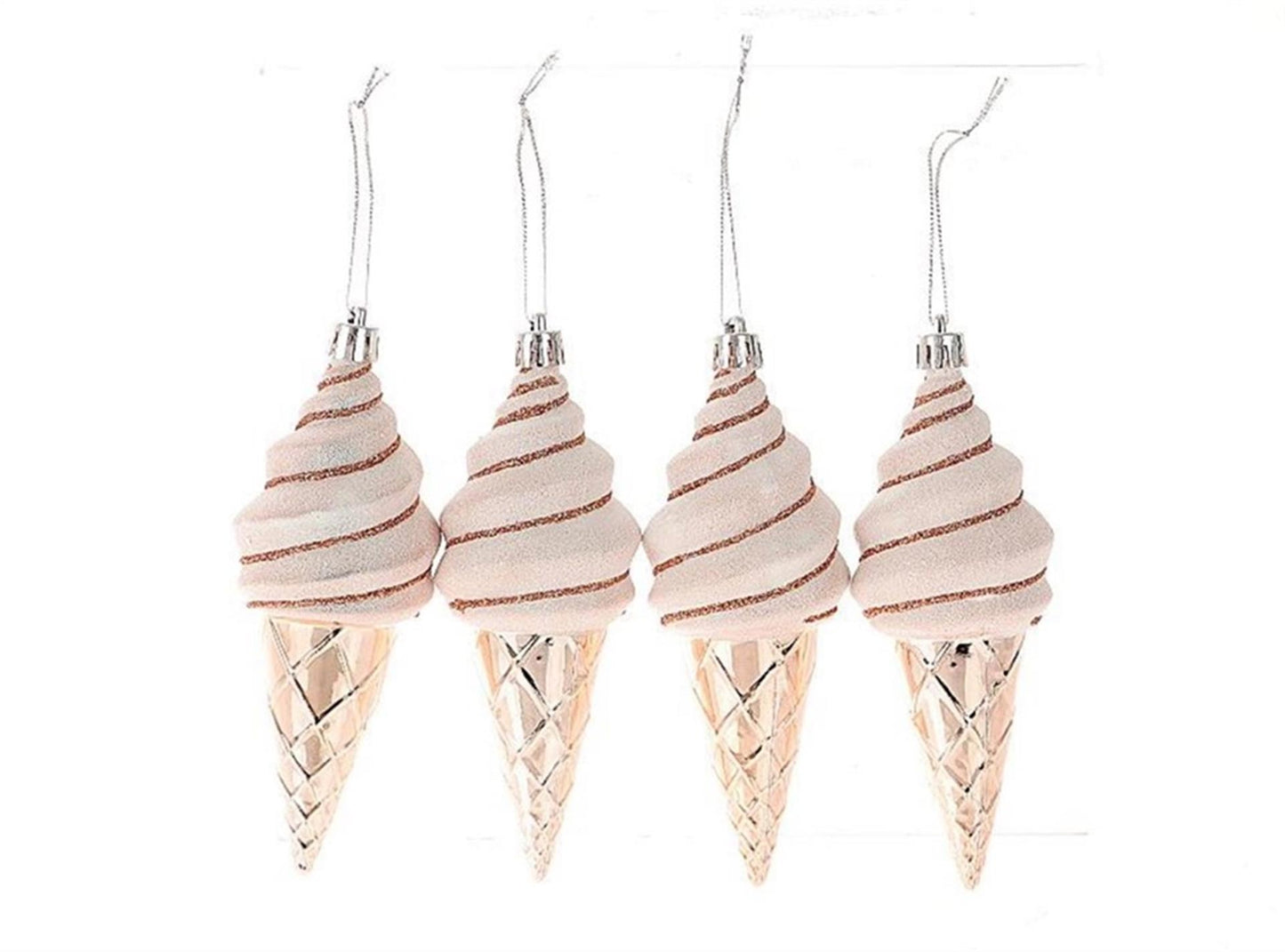 HBX Natural Living colgante navideño helado juego de 4 piezas rosa