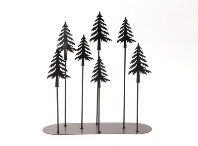 HBx scena di alberi di Natale naturali viventi 28x30 cm metallo nero