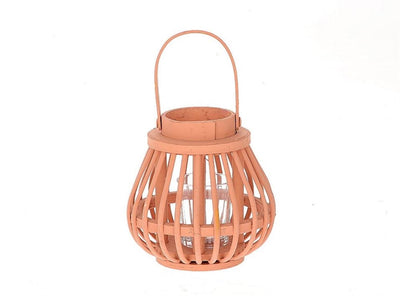 Lanterna HBx naturale vivente con vetro h15cm rosa
