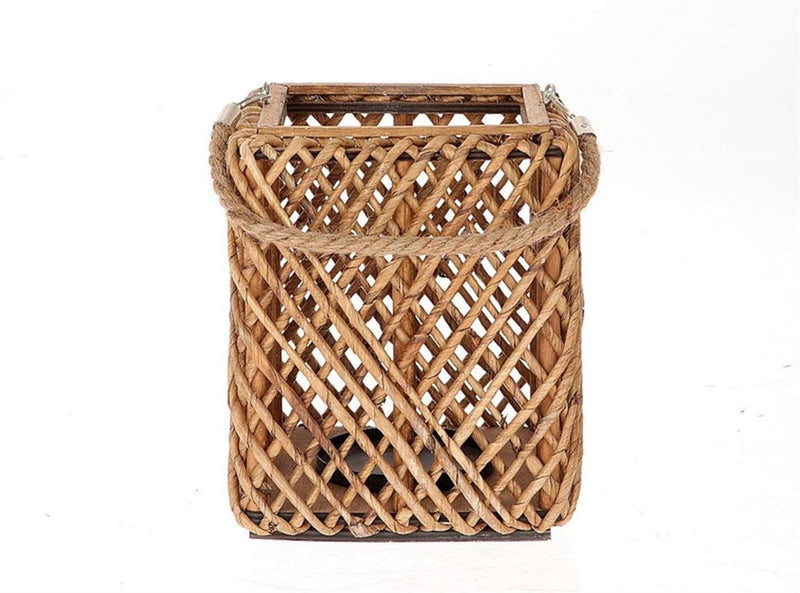 Lanterna Hbx natural living con vetro 20x20x25cm marrone