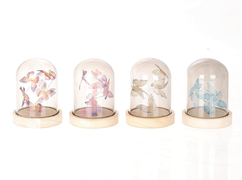 Hbx campana di vetro naturale vivente con farfalla con illuminazione 13,5 cm