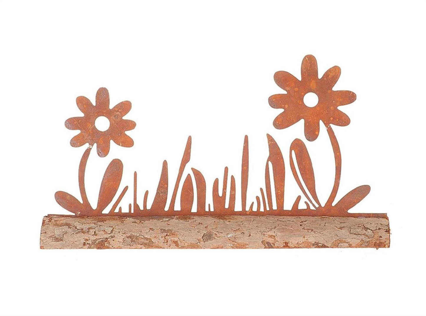 HBx estatua viviente natural flores 29,5 cm metal color óxido
