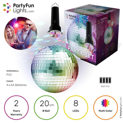 Luces de fiesta disco bola 20 cm LED multicolor