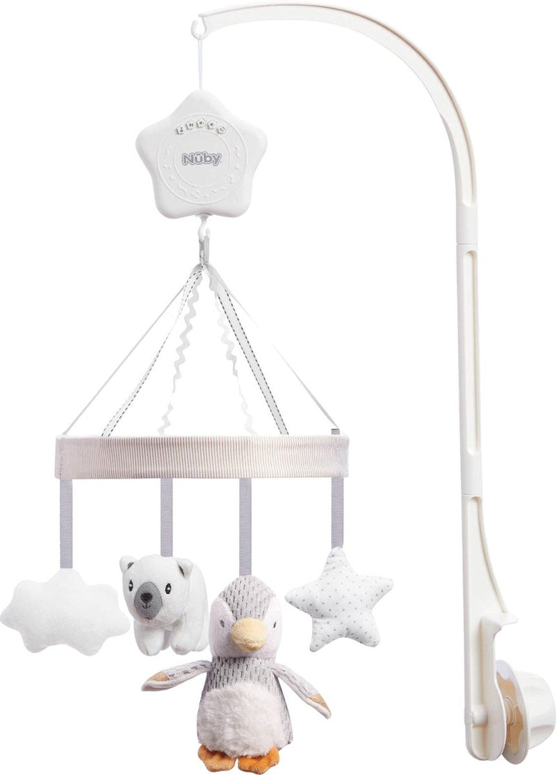 Nûby - giostrina musicale piccolo pinguino - giostrina per lettino con simpatiche figure e colori tenui - 0+ mesi