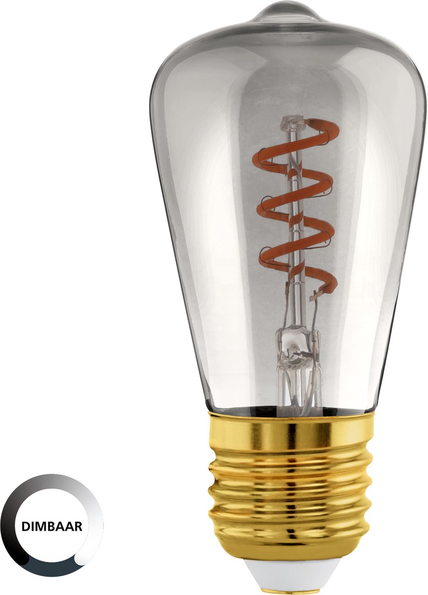Eglo led lamp - e27 - ø 4,8 cm - st48 - smoke - 2000k - dimbaar
