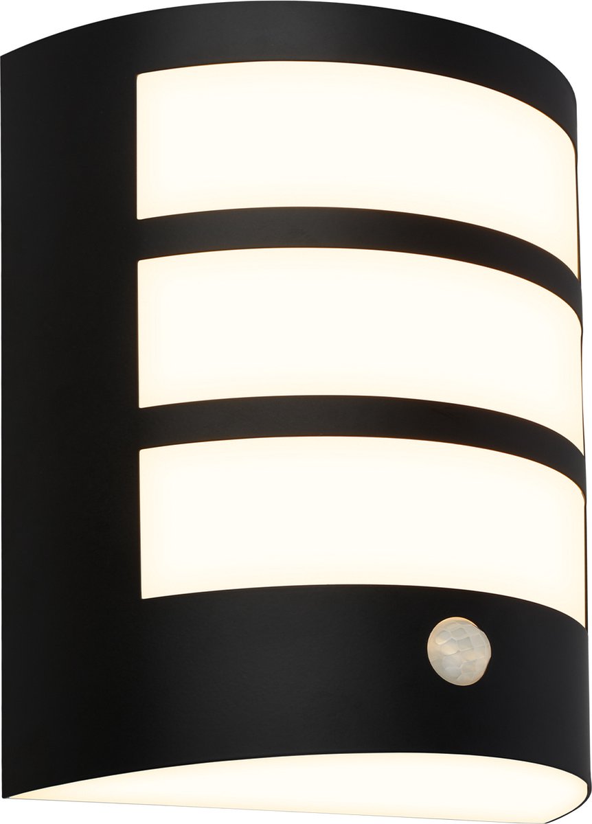 Briloner - aplique recargable - iluminación exterior LED - con batería - con detector de movimiento - con sensor crepuscular - 18 x 15 x 7 cm - negro