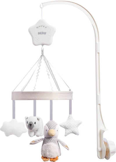 Nûby - giostrina musicale piccolo pinguino - giostrina per lettino con simpatiche figure e colori tenui - 0+ mesi