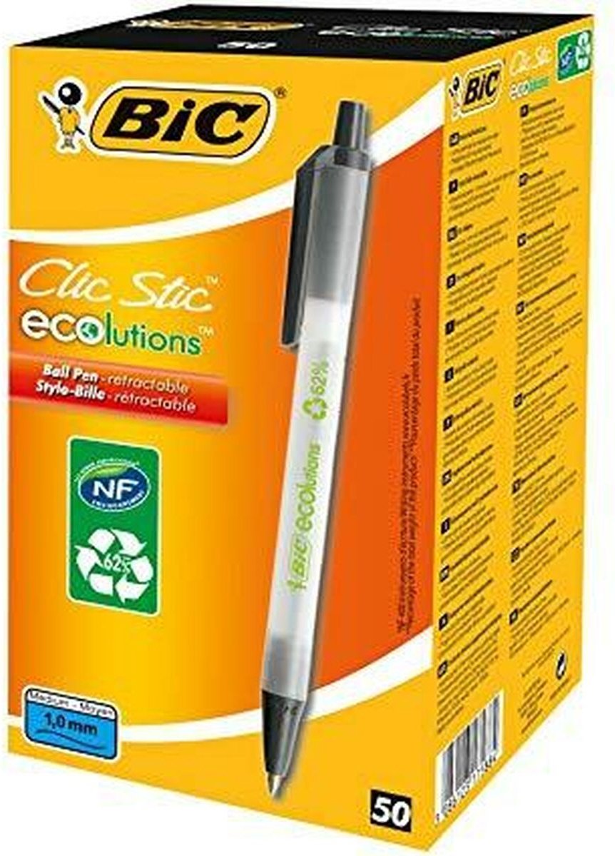 Bolígrafo bic clic stic + pulsador negro