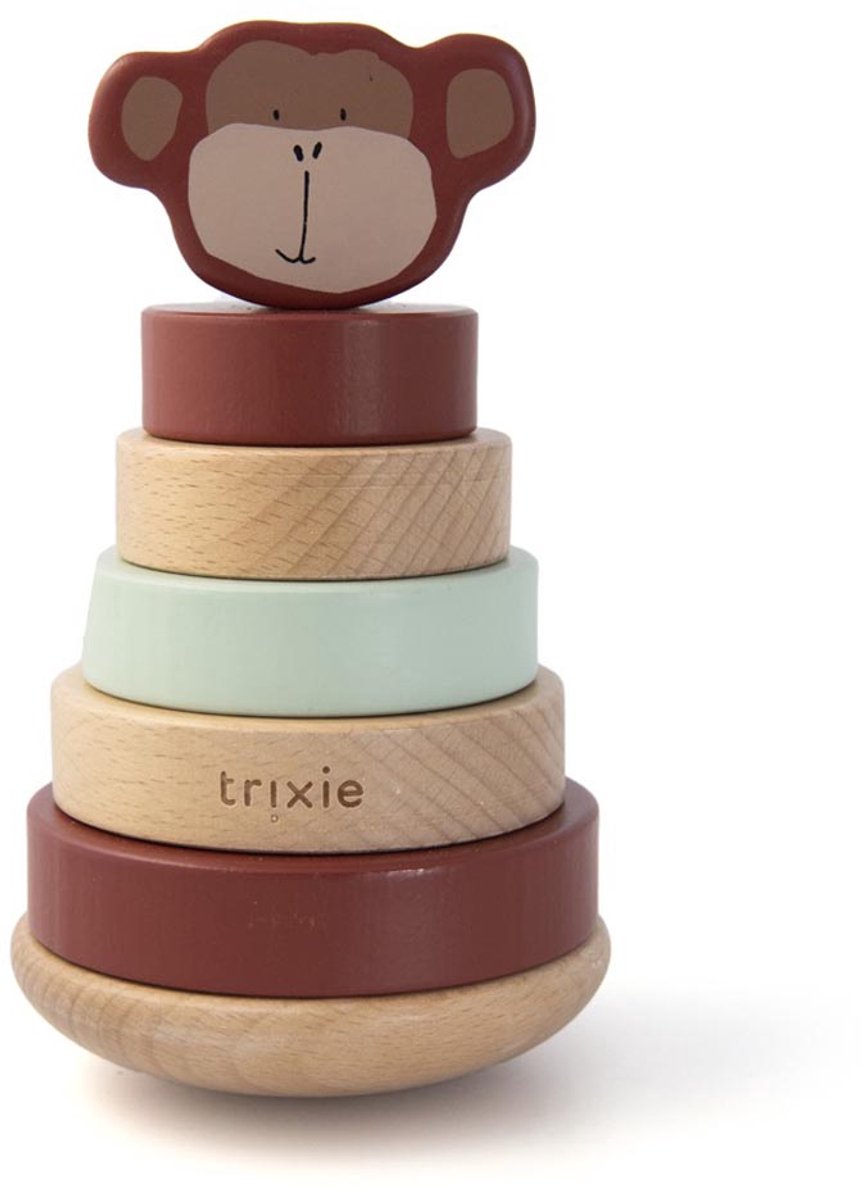 Trixie houten stapeltoren - mr. monkey - houten stacking toy - educatief speelgoed - voor jongens meisjes - aap
