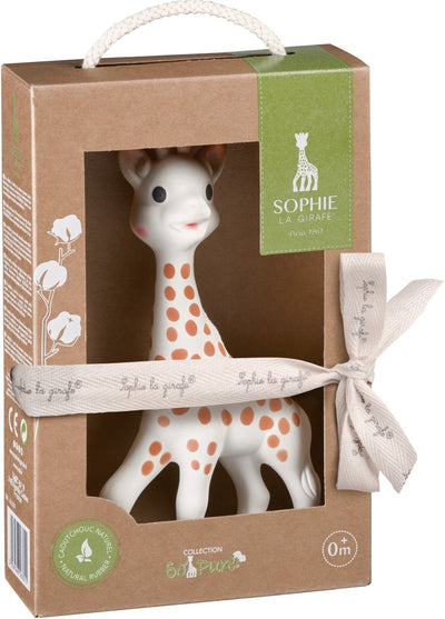 Sophie the giraffe so'pure - juguete para la dentición - juguete para la dentición - juguetes para bebés - ok-biobased - en caja de regalo reciclada con lazo de algodón orgánico - caucho 100% natural - a partir de 0 meses - 17 cm - beige marrón
