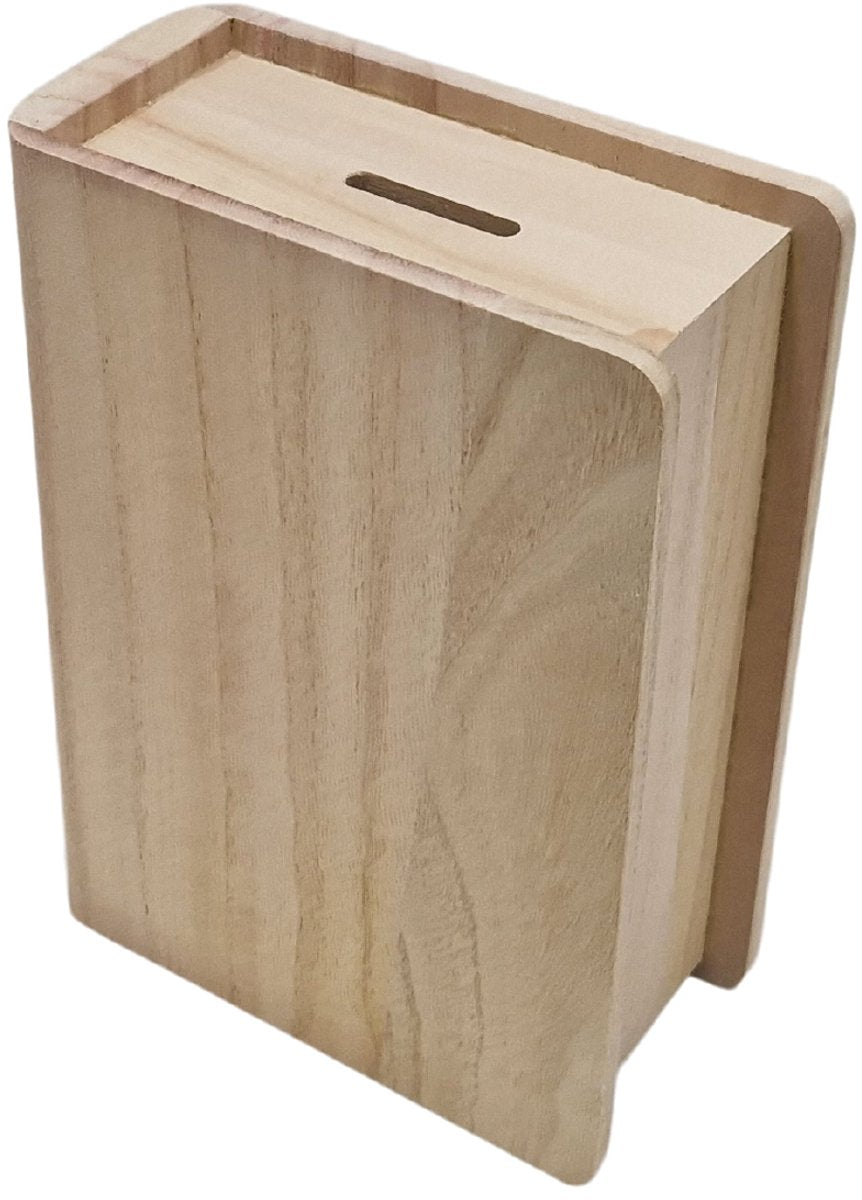 Playwood alcancía de madera forma libro paulownia