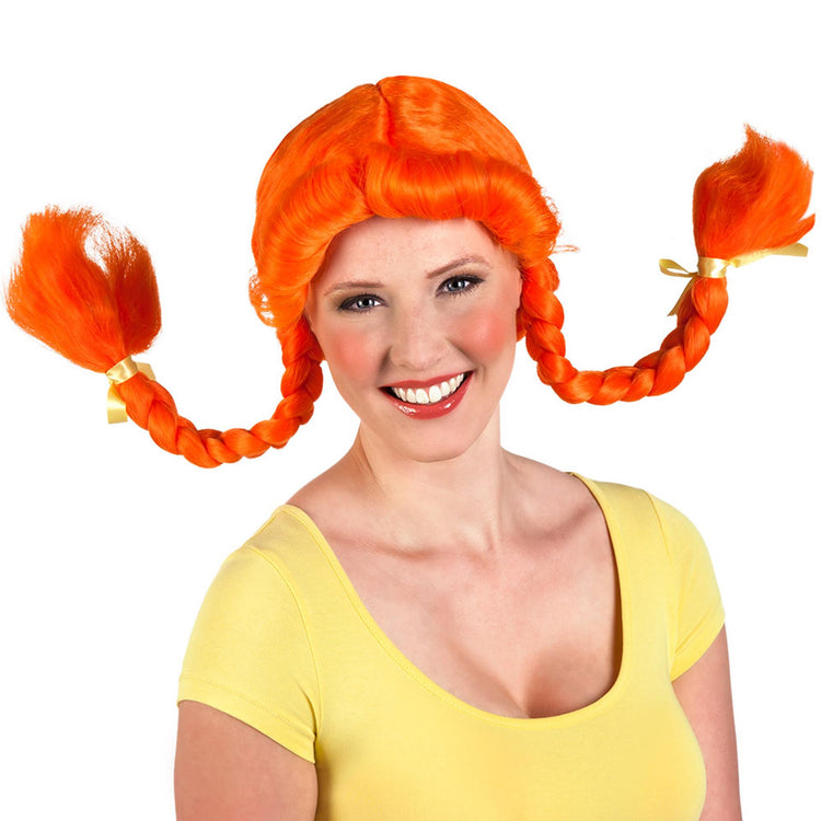 Parrucca Boland con trecce arancioni e fiocco