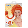 Peluca Boland con trenzas naranjas y lazo.