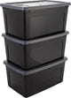 Iris clearbox opbergbox - 50l - kunststof - zwart grijs - set van 3