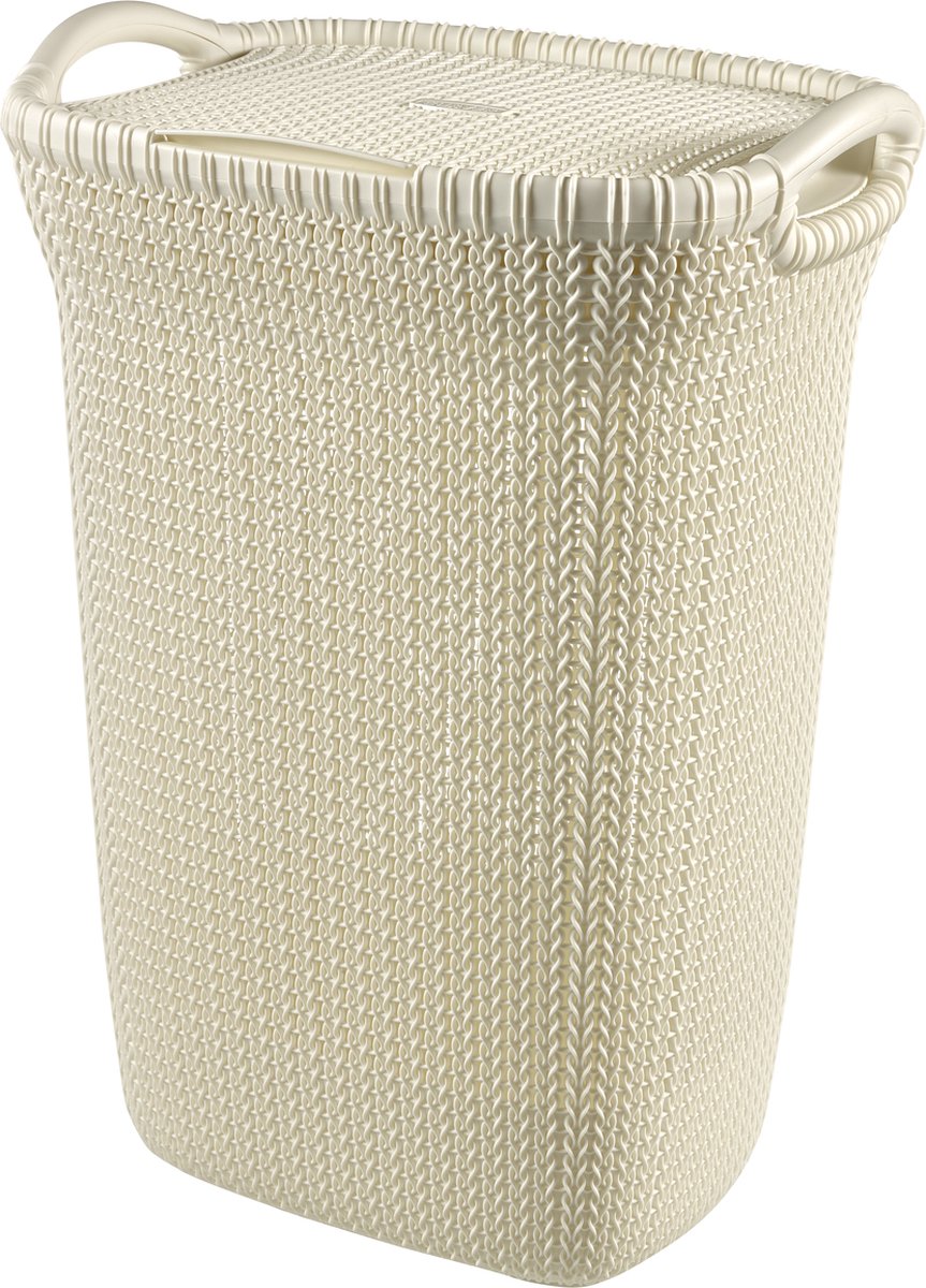 Curver knit wasmand met deksel - 57l - oasis white
