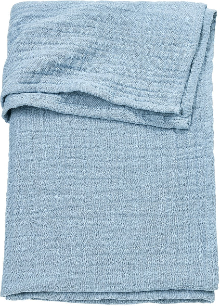 Meyco baby uni ledikant laken - pre-washed hydrofiel - jeans blue - 100x150cm - 0.3 tog