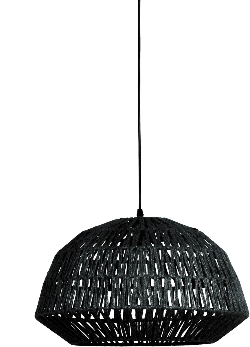 Woood kace hanglamp - jute - zwart - 26x45x45 cm