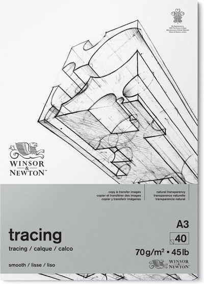 Winsor Newton 6674002 Blocco di carta da lucido A3 – 70 g/m², 40 fogli, carta trasparente per disegno, schizzi sovrapposti