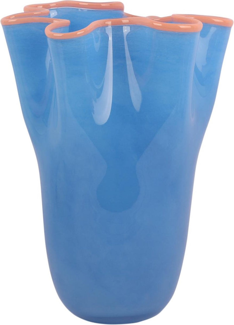Jarrón con volantes de actualidad - azul - ø23cm - vidrio - escandinavo - florero - decoración del hogar - jarrón decorativo para salón o dormitorio