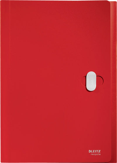 Cartella Leitz Recycle Project A4 - con 5 scomparti - 80% plastica riciclata post-consumo - rossa