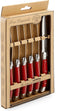 Lou laguiole messen set rustic vleeswaren rood metaal 6 stuks