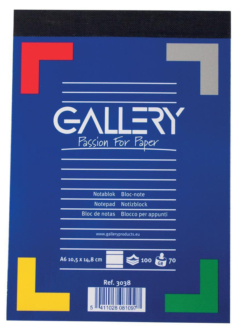 Bloc de notas Gallery tamaño 105 x 148 cm (a6) bloc rayado de 100 hojas