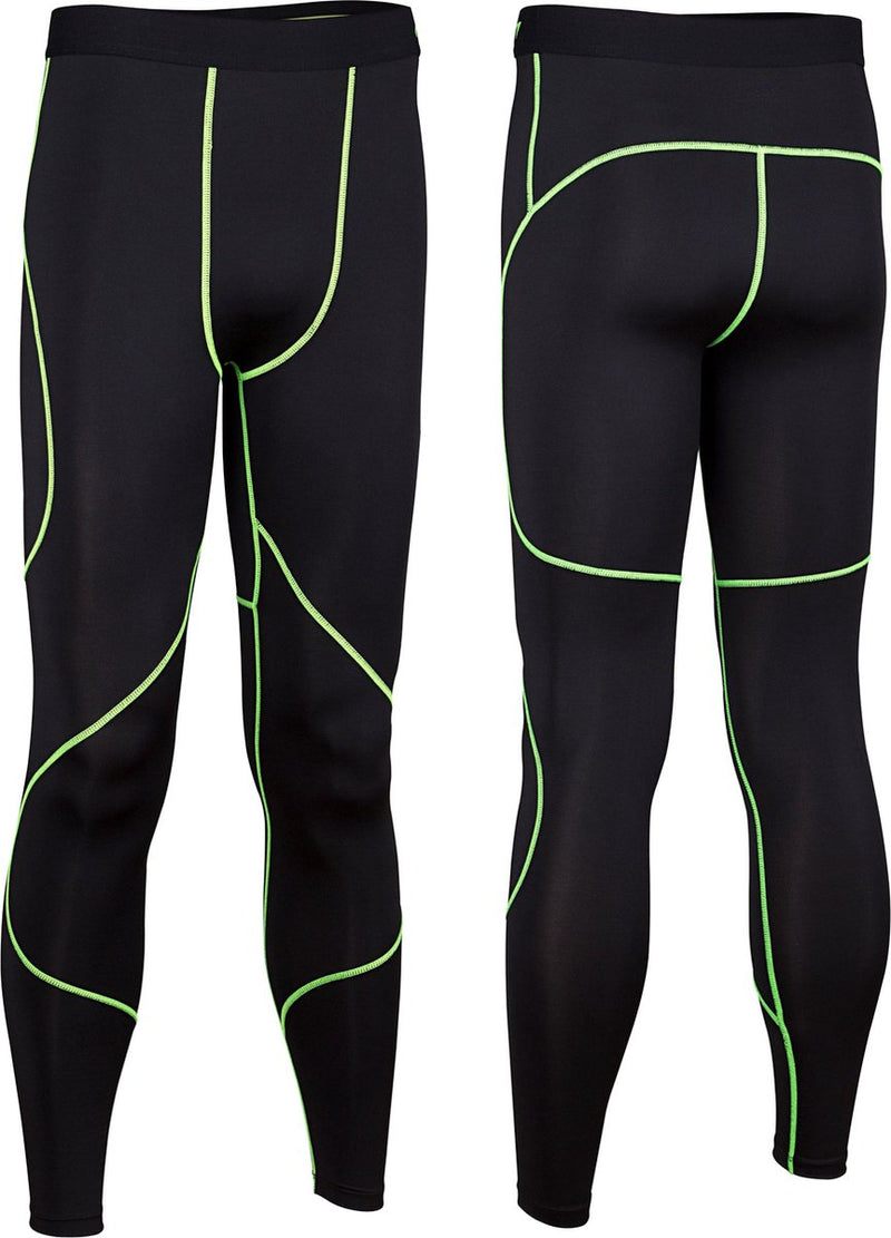Pantalones de compresión Avento confort - hombres - negro amarillo fluorescente - talla l