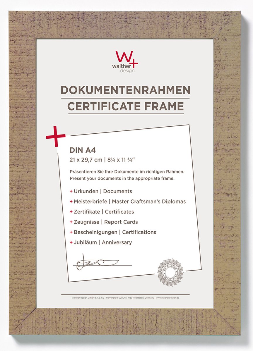 Walther home - marco de madera - tamaño de foto 21x29,7 cm (din A4) - beige marrón