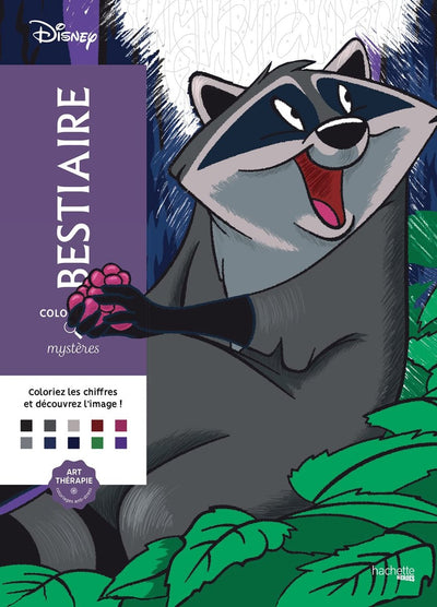 Hachette heroes coloriages mystères disney - bestiary - color by number coloring book for adults - hachette