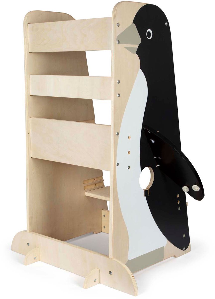 Penguin selvaggio Torre di apprendimento in legno di piccoli piedi, 92 cm