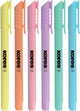 Kores pennarello per testo high liner pastello, punta a scalpello 3 mm, set da 6 pezzi