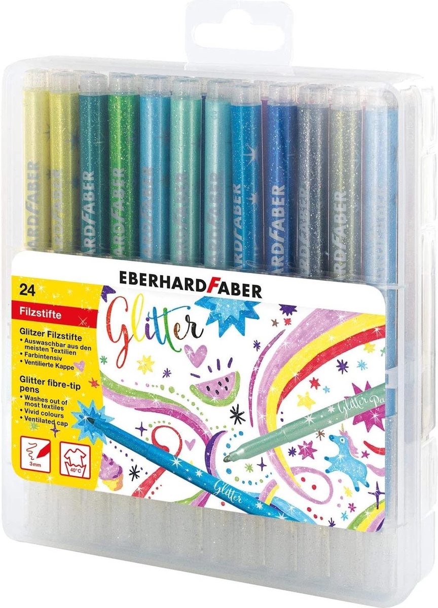 Eberhard faber viltstiften efa glitter assorti opbergetui á 24 kleuren ef-551024