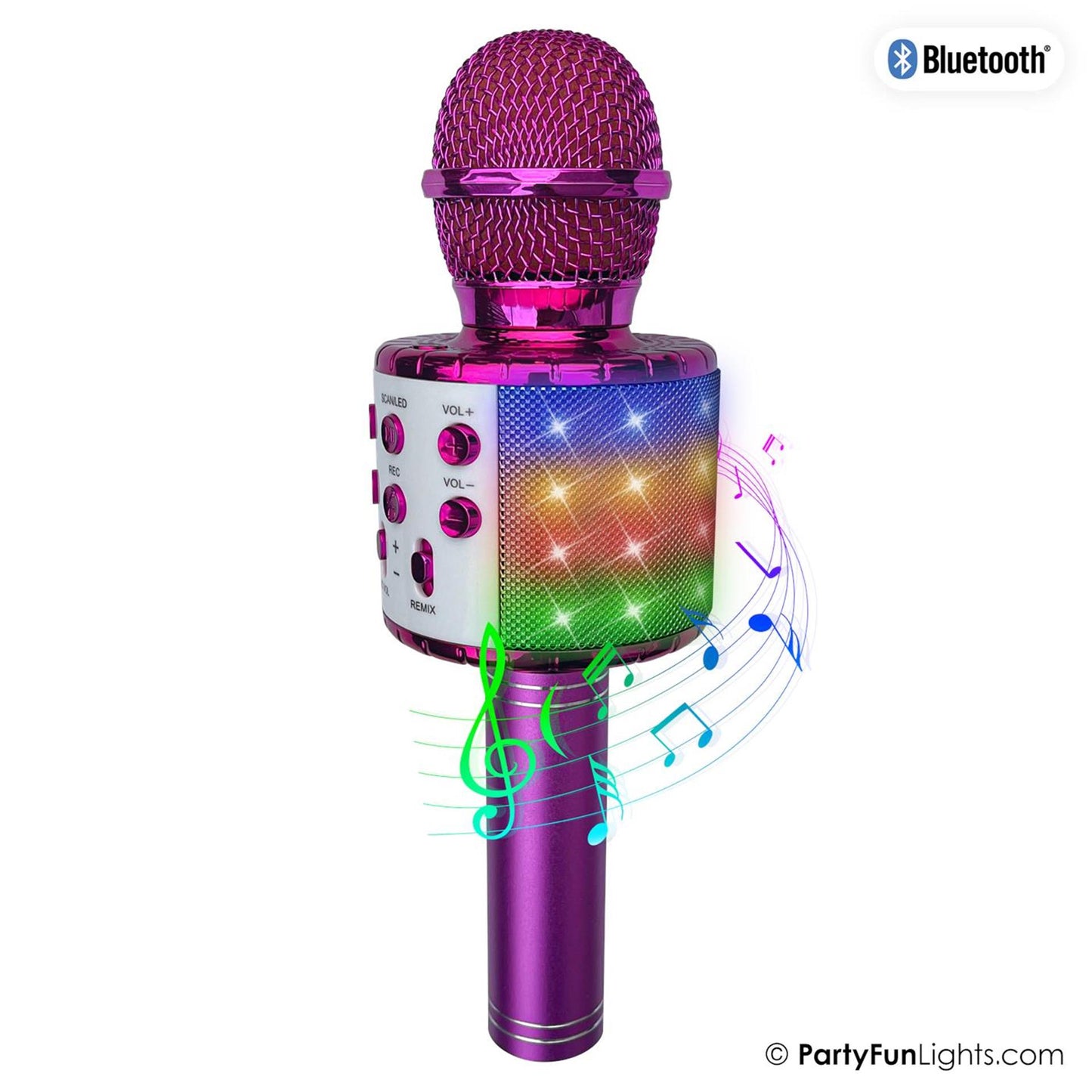 Partyfun luci karaoke microfono altoparlante per feste rosa