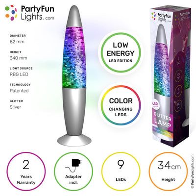 Luces divertidas para fiestas, lámpara de lava con purpurina, cambio de color LED