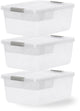Scatola portaoggetti Iris con clip e vassoio interno - 12,5 l - organizzabile - plastica - grigio trasparente - set da 3