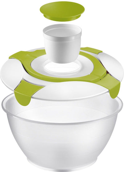 Westmark salad bowl with handles and dressing container, capacity: 6.5 l, plastic, praktika, transparent white green, 2422227a