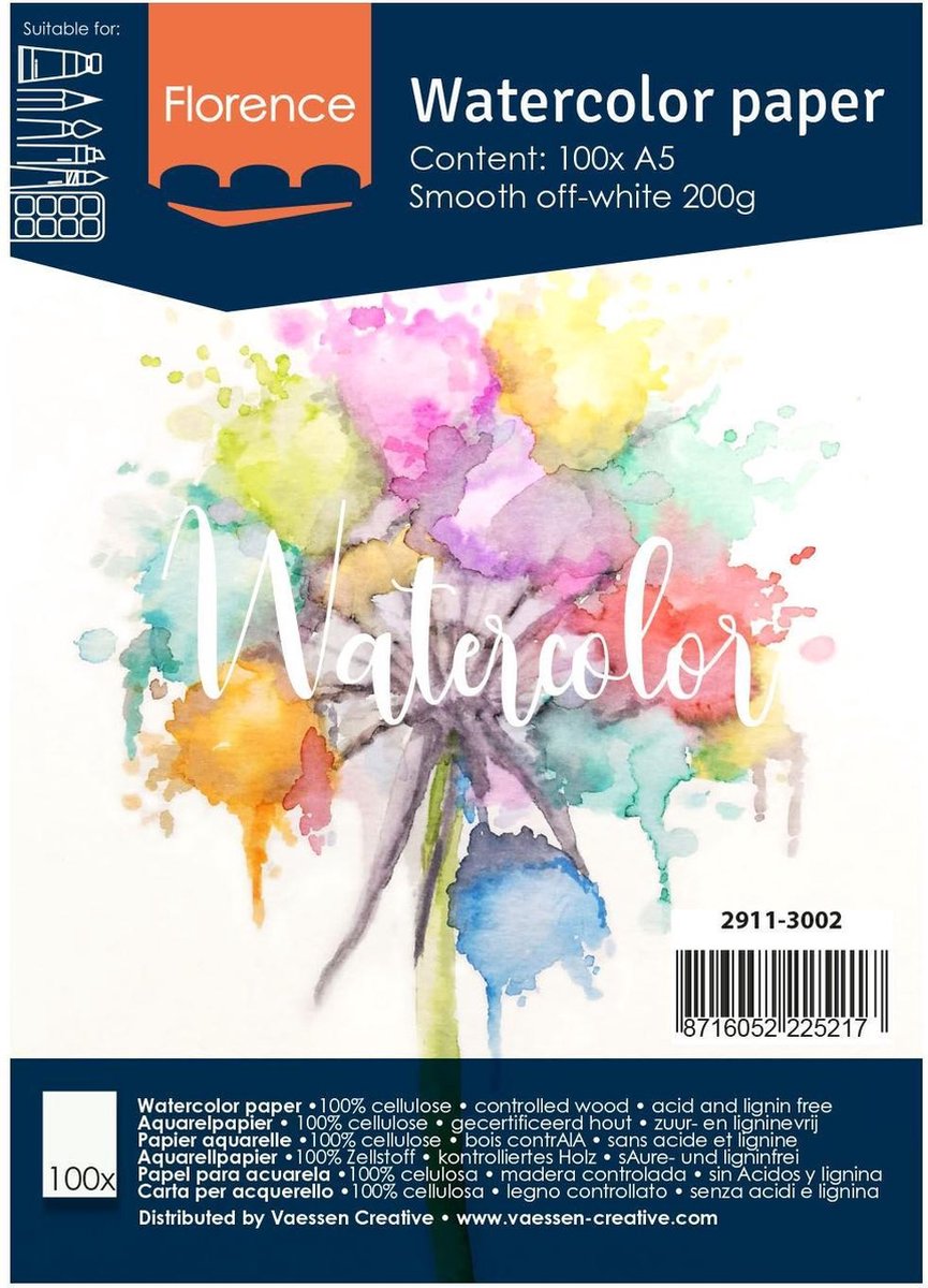 Cuaderno de bocetos sin marca sans marque a5, 100 hojas, 200 gramos, 21 x 15 cm, papel de acuarela, blocs de dibujo con bloques de acuarela, materiales para pintar pasatiempos